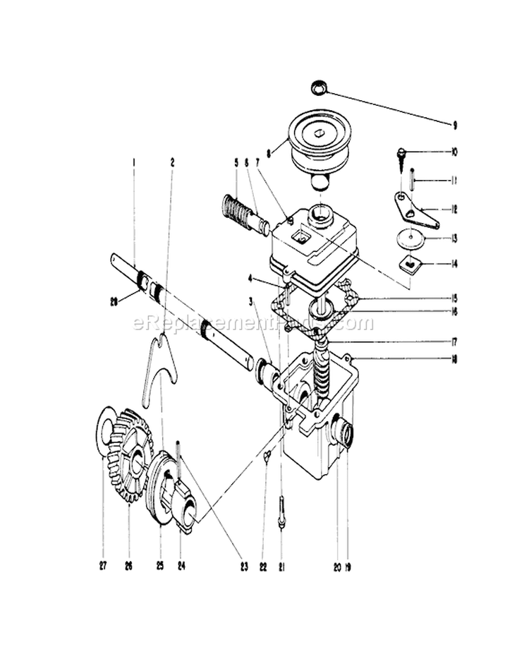 Gear Case Assembly Diagram and Parts List for 8000001-8999999 - 1978 Toro Lawn Mower