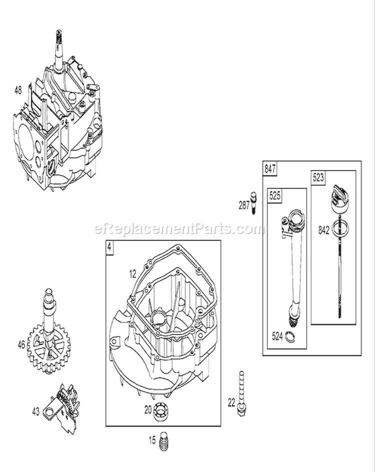 Crankcase Assembly Diagram and Parts List for 260000001-260999999 - 2006 Toro Lawn Mower