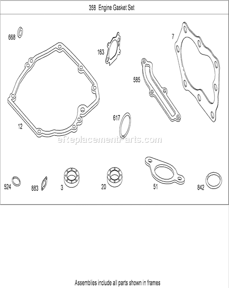Engine Gasket Set Diagram and Parts List for 280000001-280999999 - 2008 Toro Lawn Mower