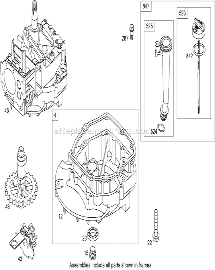 Crankcase Assembly Diagram and Parts List for 280000001-280999999 - 2008 Toro Lawn Mower
