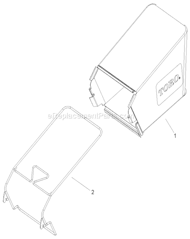 Rear Bag Assembly Diagram and Parts List for 270000001-270999999 - 2007 Toro Lawn Mower