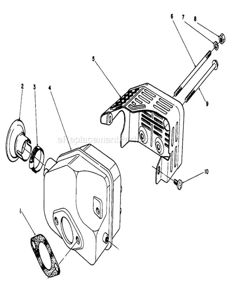 Muffler Assembly Diagram and Parts List for 3900001-3900964 - 1993 Toro Lawn Mower