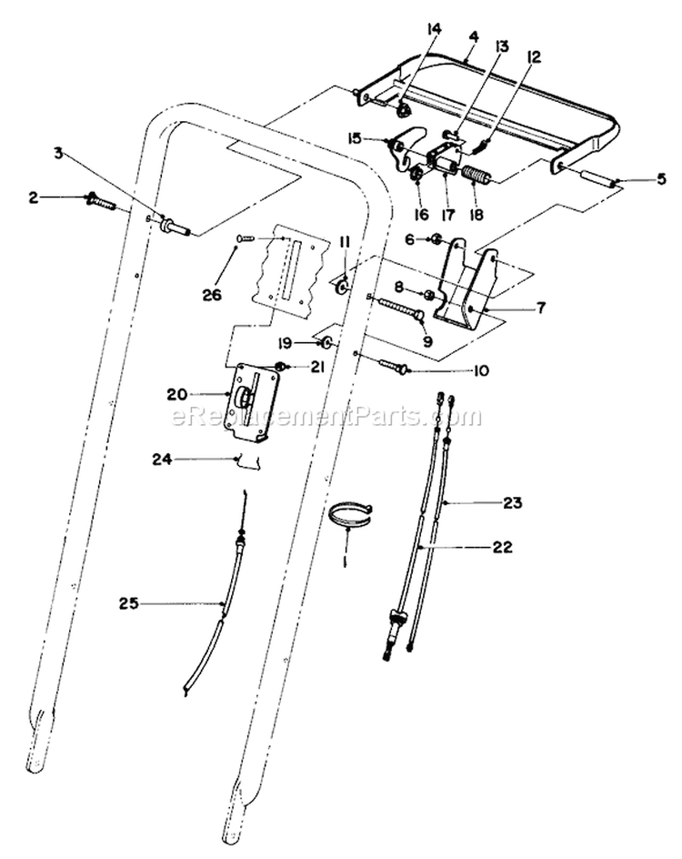 Traction Control Assembly Diagram and Parts List for 3900001-3900964 - 1993 Toro Lawn Mower