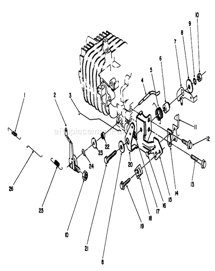 Governor Assembly Diagram and Parts List for 3900001-3900964 - 1993 Toro Lawn Mower