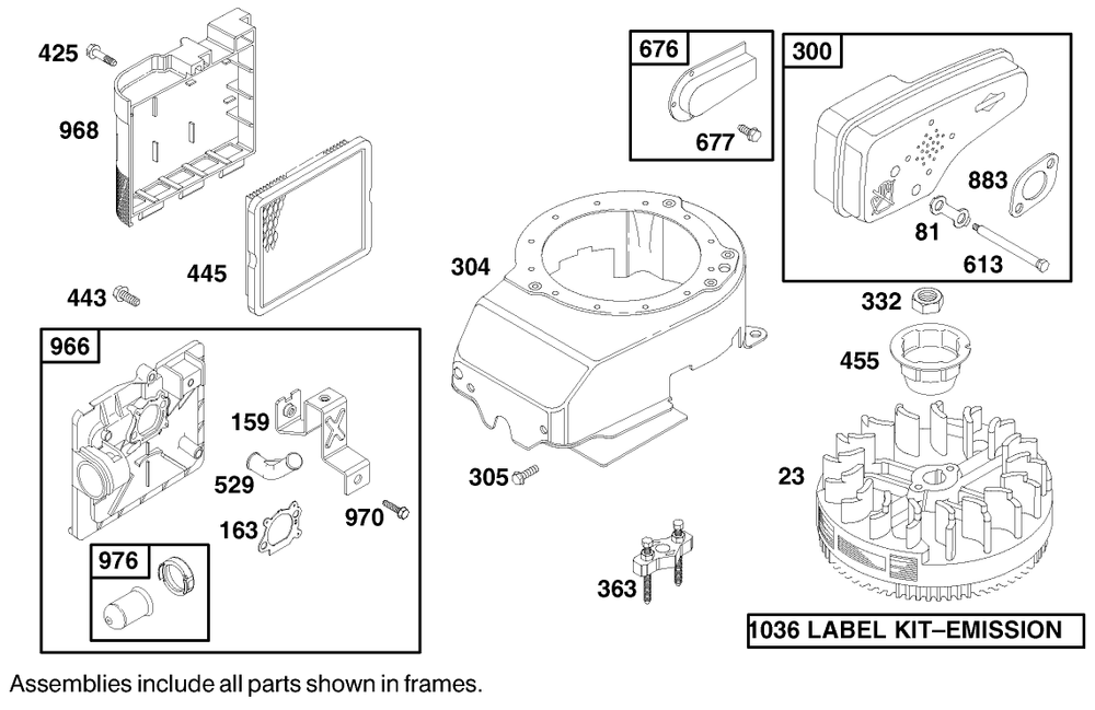 Muffler, Air Cleaner And Blower Assembly, Engine Briggs & Stratton Model 12h802-1767-E1 Diagram and Parts List for 9900001 - 9999999 Toro Lawn Mower