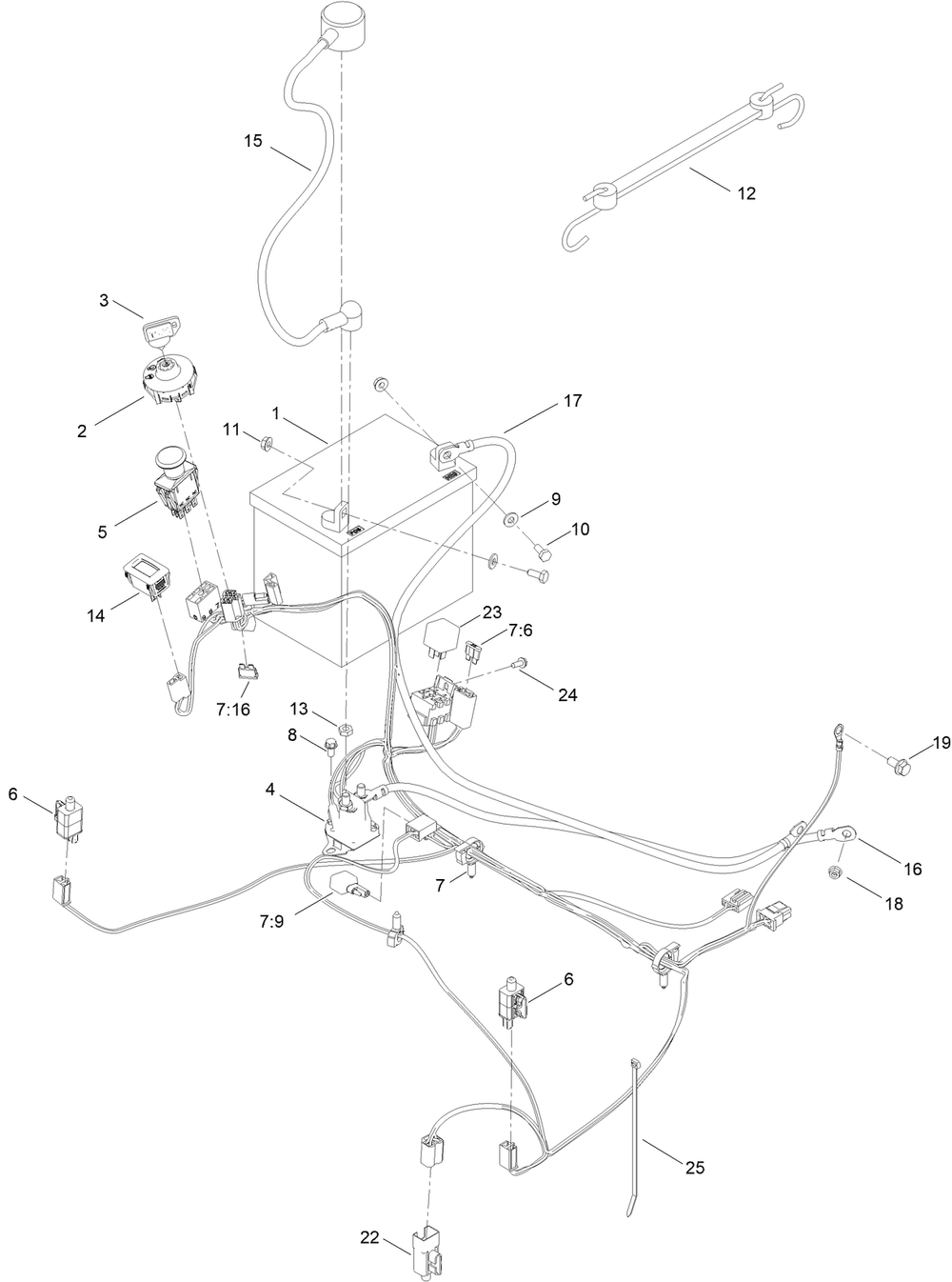 Electrical Assembly Diagram and Parts List for 410000000 - 411455151 Toro Lawn Tractor