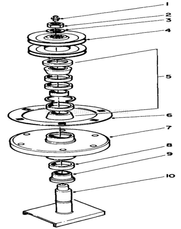 Drive Spindle Diagram and Parts List for 4000001-4999999 - 1984 Toro Lawn Mower