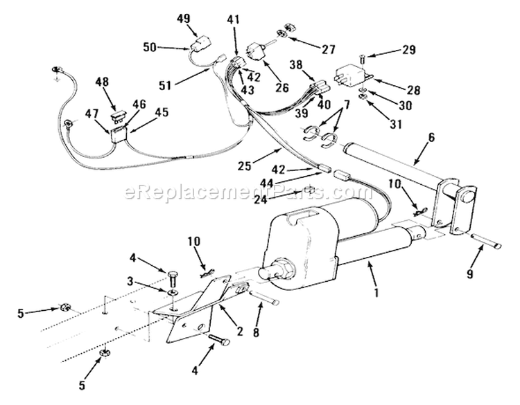 Electric Lift Linkage Diagram and Parts List for 1986 Toro Lawn Tractor