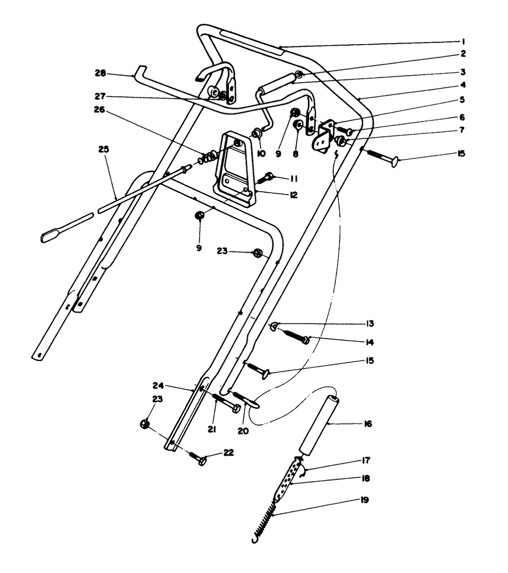 Handle Assembly Diagram and Parts List for 4900001 - 4999999 Toro Snow Blower