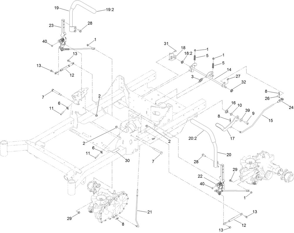 Motion Control Assembly Diagram and Parts List for 406294000-999999999 Toro Lawn Tractor