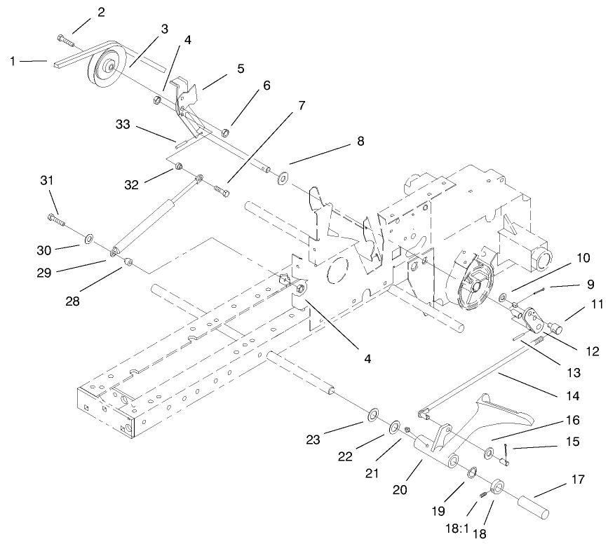 Clutch System Assembly Diagram and Parts List for 9900001 - 9999999 Toro Lawn Tractor