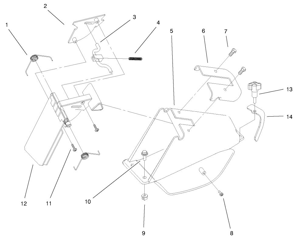 Rear Bagging Discharge Chute Diagram and Parts List for 9900001 - 9999999 Toro Lawn Mower