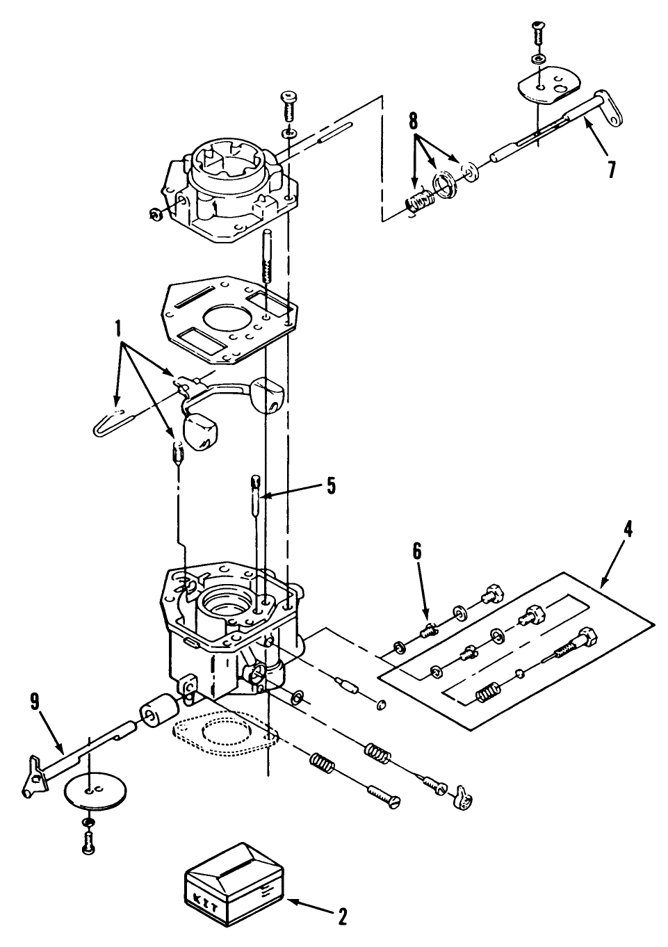 Carburetor Components Diagram and Parts List for  Toro Lawn Tractor