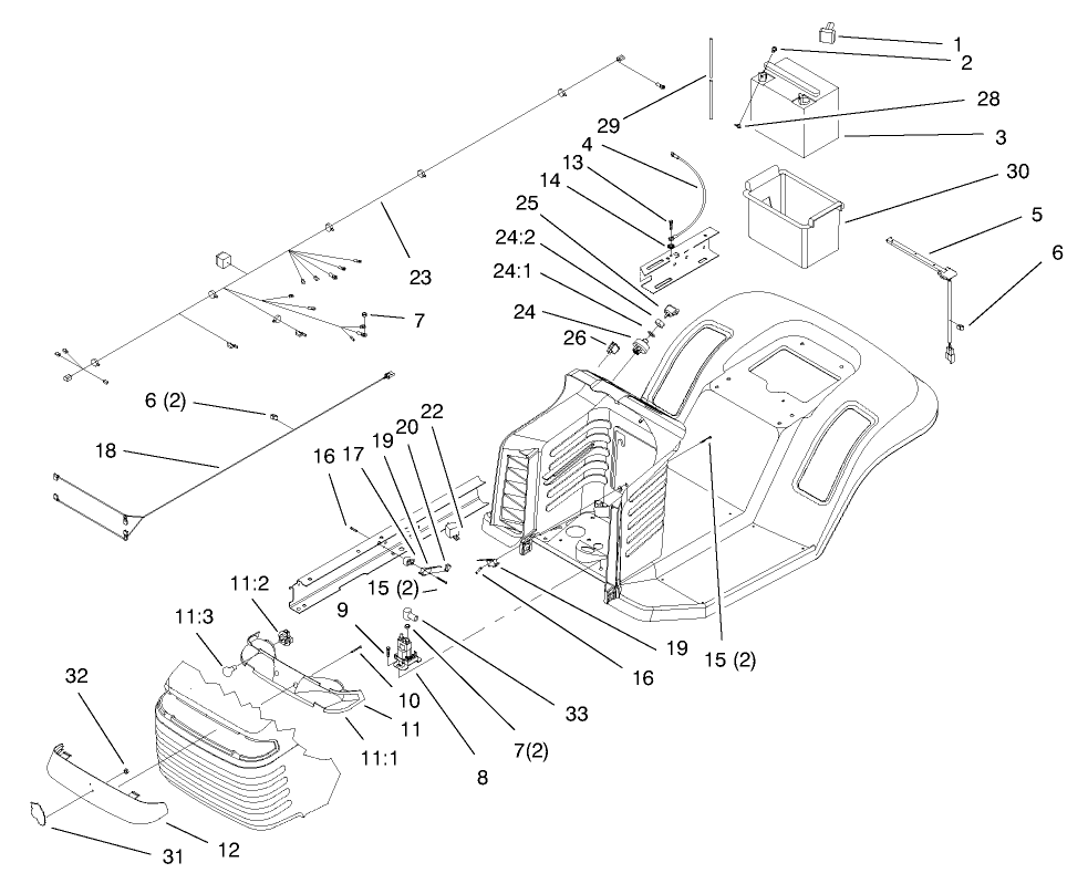 Electrical Assembly Diagram and Parts List for 7900001 - 7999999 Toro Lawn Tractor