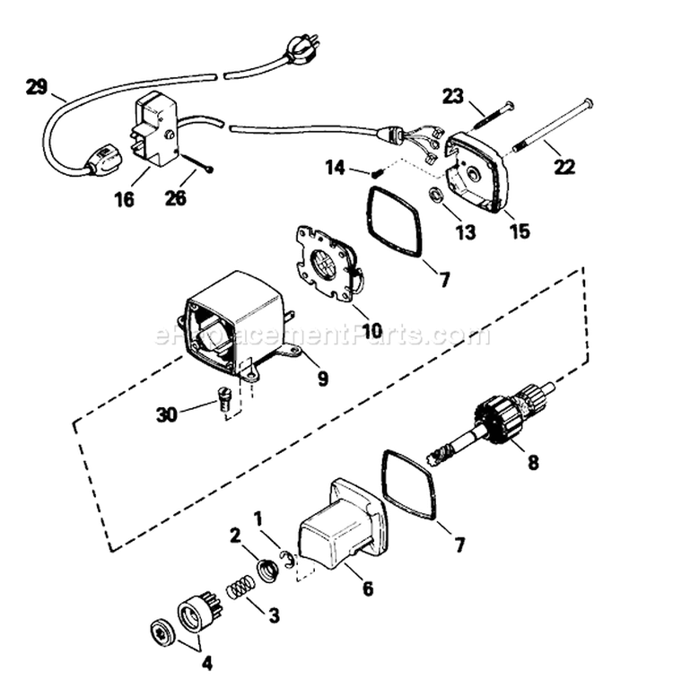 Electric Starter Motor Diagram and Parts List for 2000001-2999999 - 1992 Toro Snow Blower