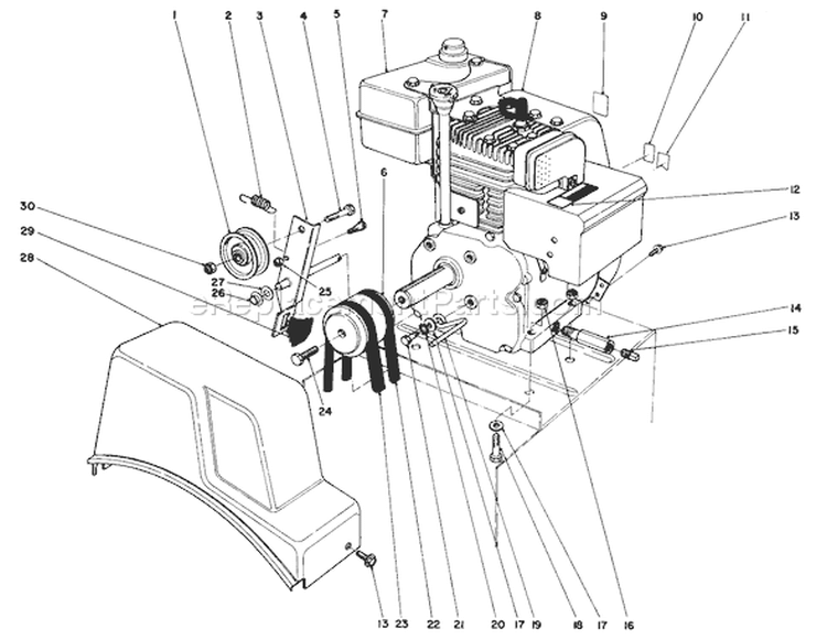 Engine Diagram and Parts List for 2000001-2999999 - 1992 Toro Snow Blower
