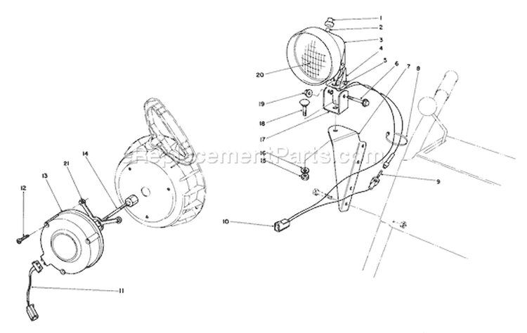 Light Kit Diagram and Parts List for 2000001-2999999 - 1992 Toro Snow Blower