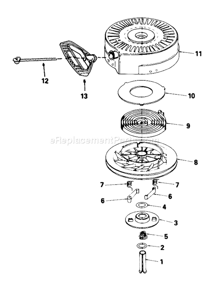 Rewind Starter Diagram and Parts List for 2000001-2999999 - 1992 Toro Snow Blower