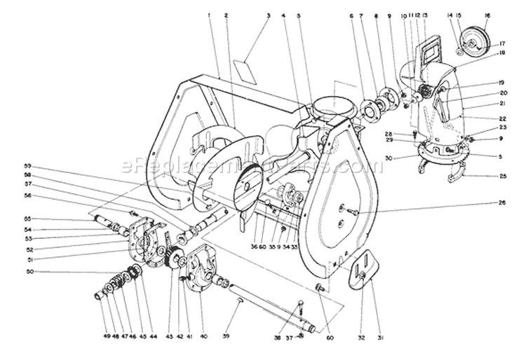 Auger Assembly Diagram and Parts List for 3900001-3999999 - 1993 Toro Snow Blower