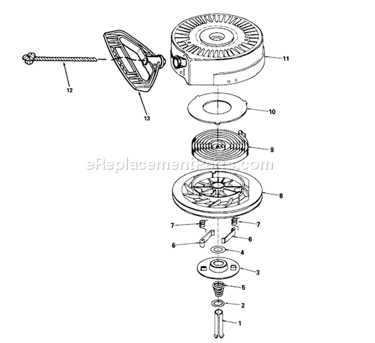 Rewind Starter Diagram and Parts List for 3900001-3999999 - 1993 Toro Snow Blower