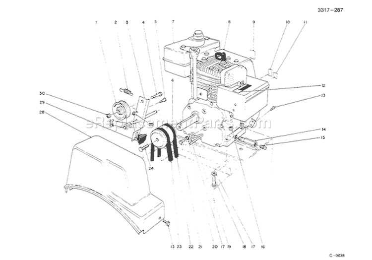 Engine Assembly Diagram and Parts List for 5900001-5999999 - 1995 Toro