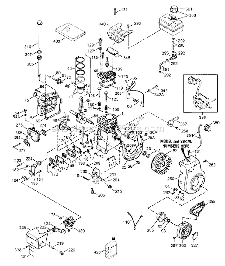 Engine Diagram and Parts List for 5900001-5999999 - 1995 Toro