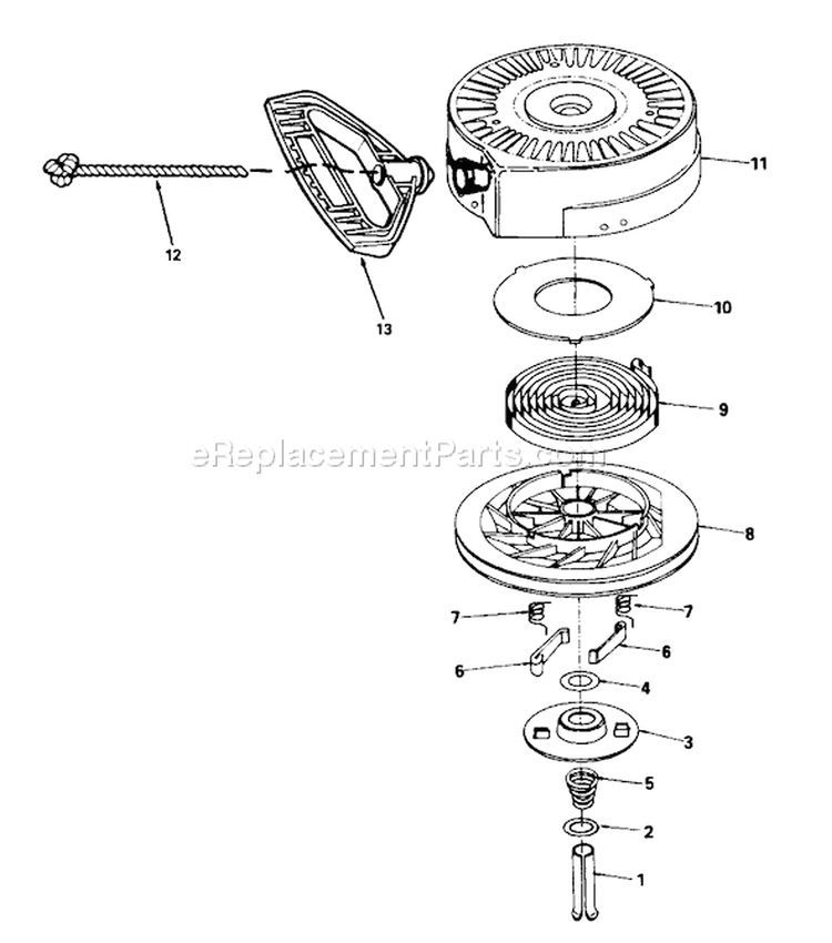 Rewind Starter Diagram and Parts List for 5900001-5999999 - 1995 Toro