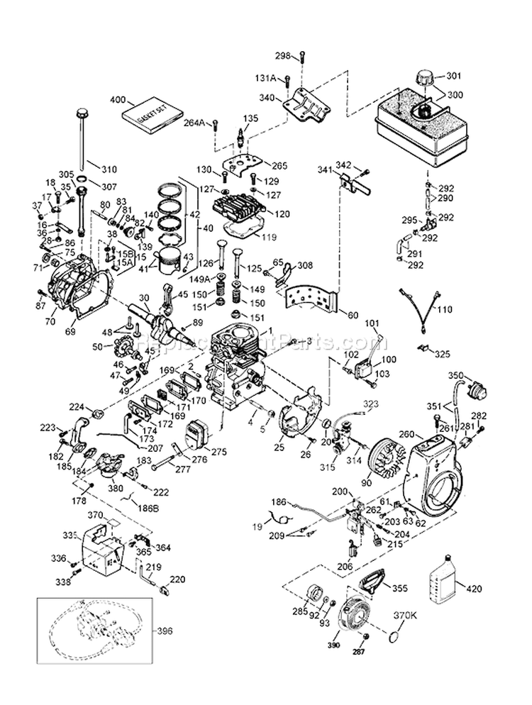 Engine Assembly Diagram and Parts List for 7900001-7999999 - 1997 Toro Snow Blower