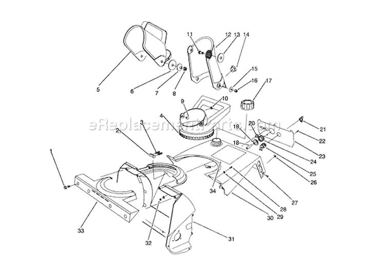 Chute Assembly Diagram and Parts List for 1000001-1999999 - 1991 Toro Snow Blower