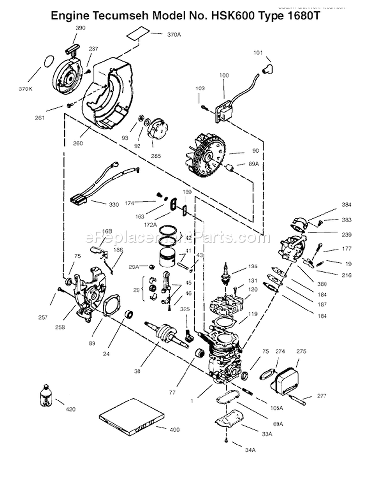 Page E Diagram and Parts List for 8900001-8999999 - 1998 Toro Snow Blower