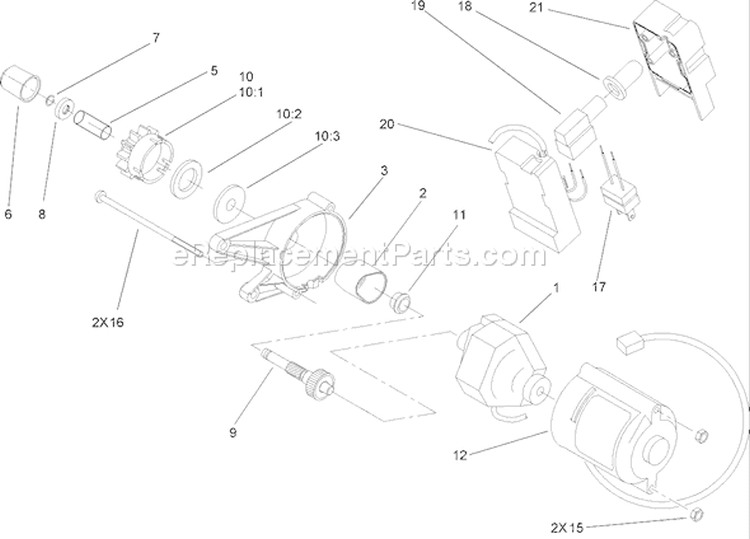 120 Volt Starter Assembly Diagram and Parts List for 290000001-290999999 - 2009 Toro