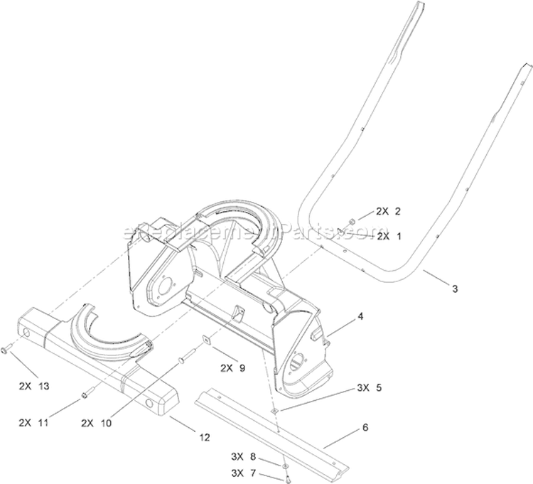 Auger Housing Assembly Diagram and Parts List for 310007386-310999999 - 2010 Toro Snow Blower