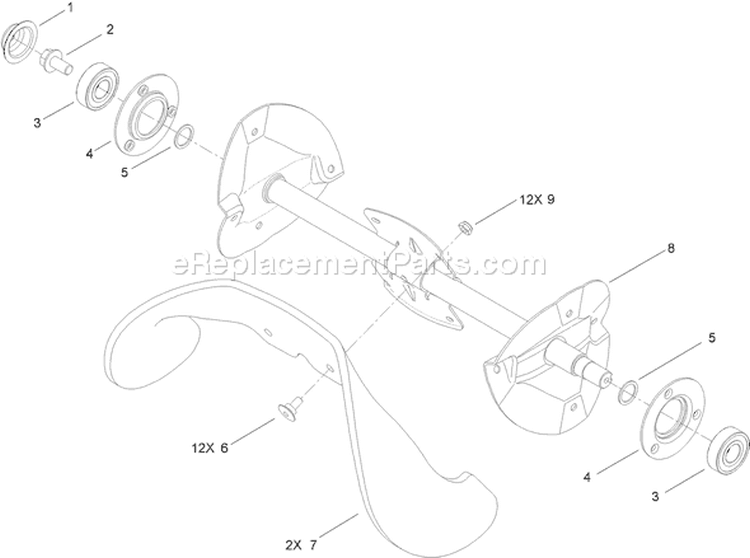 Rotor Drive Assembly Diagram and Parts List for 310007386-310999999 - 2010 Toro Snow Blower