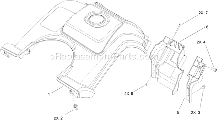 Shroud Assembly Diagram and Parts List for 310021429-310999999 - 2010 Toro Snow Blower