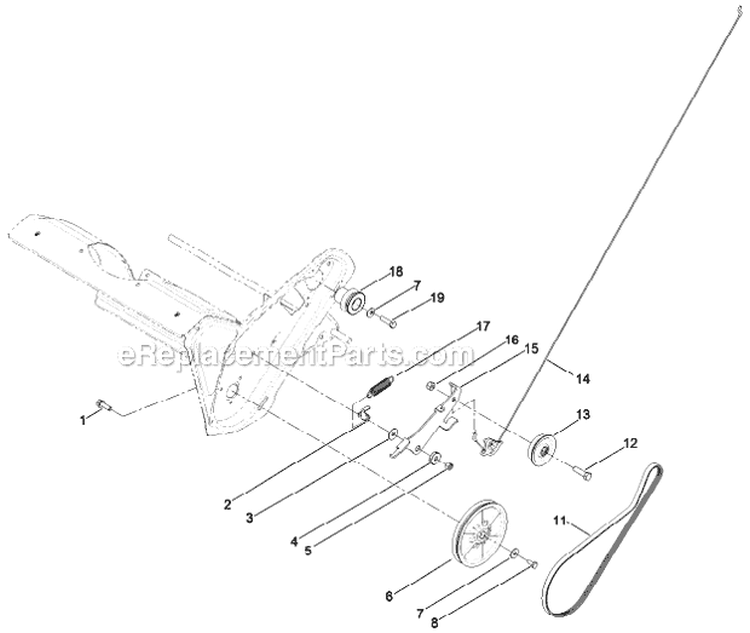 Clutch Cable Diagram and Parts List for 313000001-313999999 - 2013 Toro Snow Blower