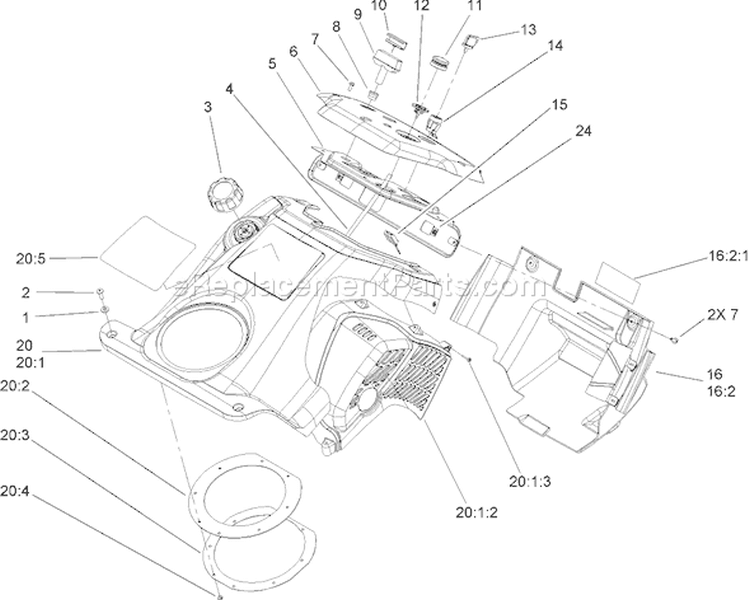Shroud and Control Panel Assembly Diagram and Parts List for 260000001-260010000 - 2006 Toro Snow Blower