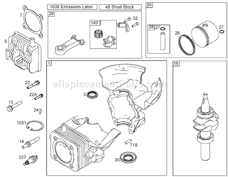 Cylinder, Piston, and Connecting Rod Diagram and Parts List for 220000001-220999999 - 2002 Toro