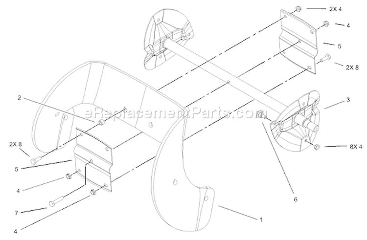 Impeller Assembly Diagram and Parts List for 250000001-250999999 - 2005 Toro