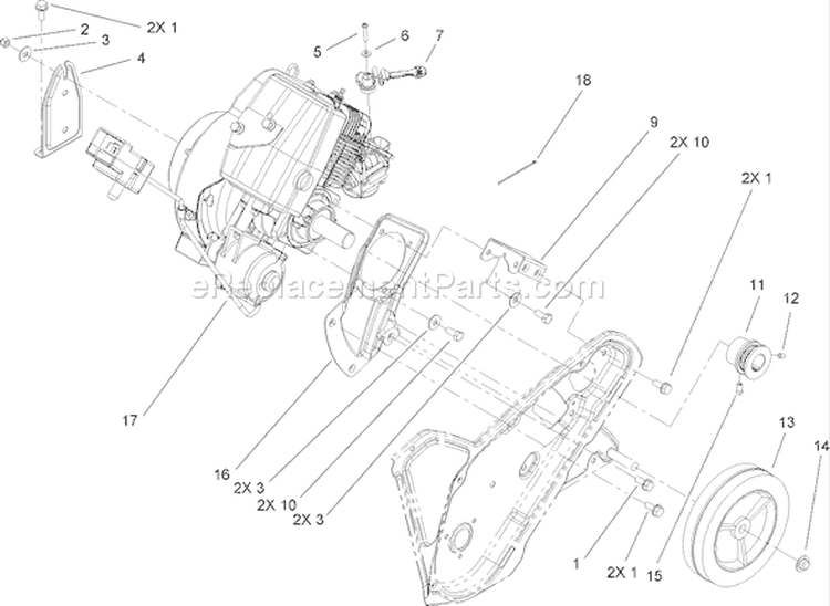 Engine, Frame and Wheel Assembly Diagram and Parts List for 280000001-280999999 - 2008 Toro