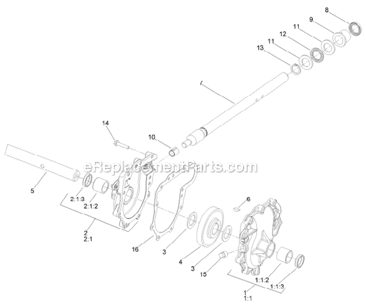 26 Inch Auger Gearcase Diagram and Parts List for 312011920-312999999 - 2012 Toro Snow Blower