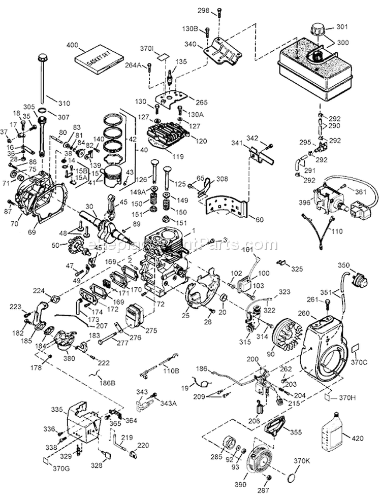 Engine Assembly No. 1 Diagram and Parts List for 270000001-270999999 - 2007 Toro