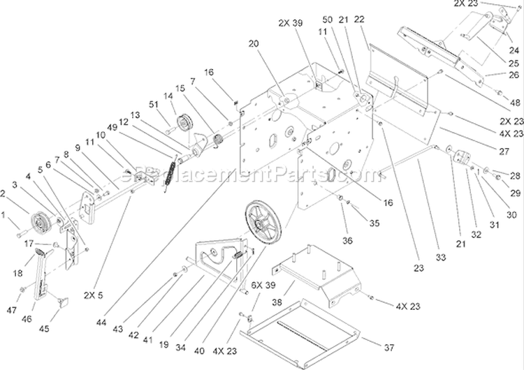 Frame Assembly Diagram and Parts List for 260000001-260999999 - 2006 Toro Snow Blower