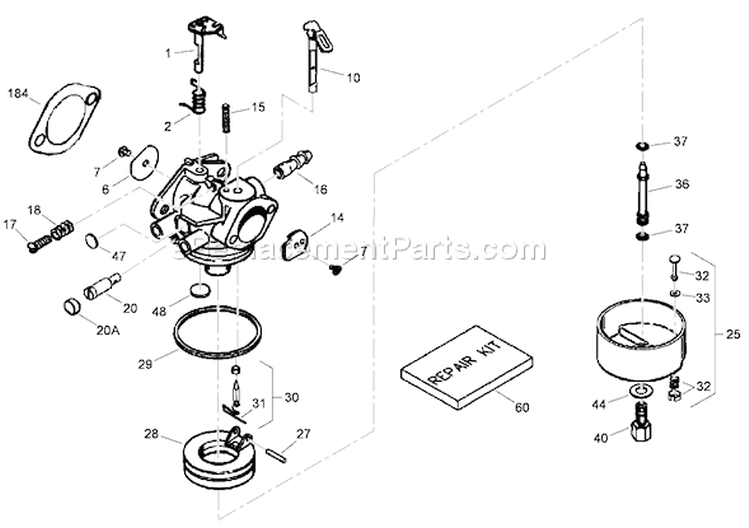 Carburetor Assembly No. 640349 Diagram and Parts List for 270000001-270999999 - 2007 Toro
