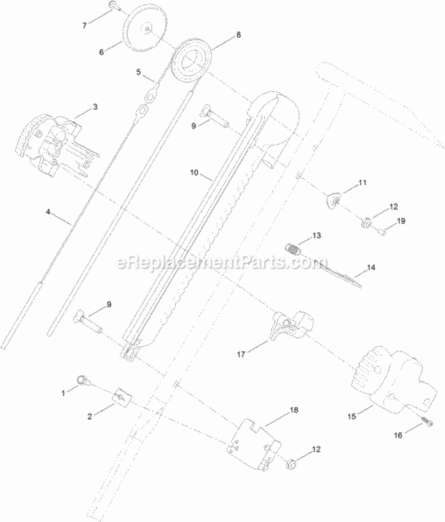 Handle_Chute_Control_Assembly Diagram and Parts List for 315000001 - 315999999 Toro Snow Blower