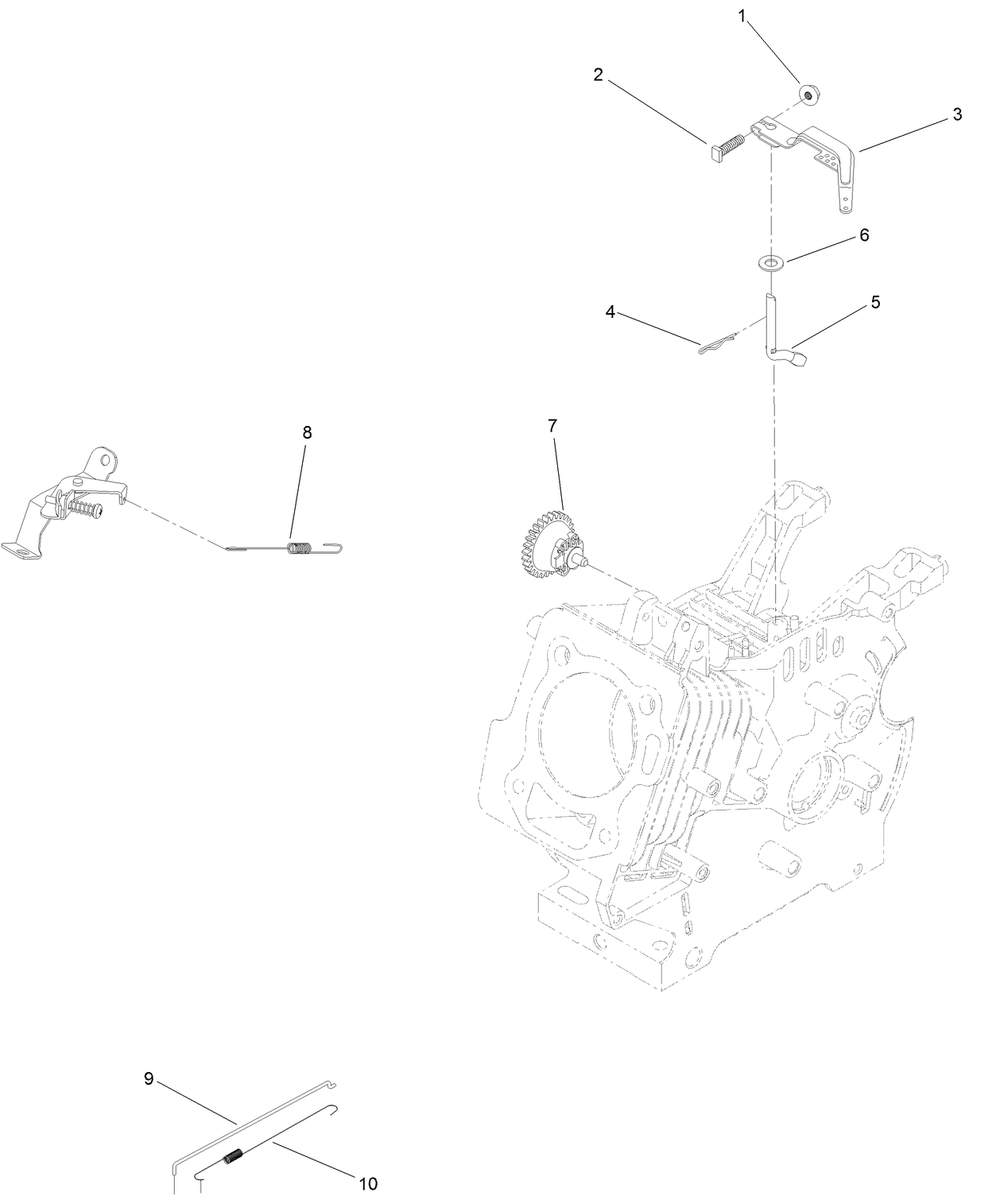 Governor Assembly Diagram and Parts List for 409000000 - 411599999 Toro Snow Blower