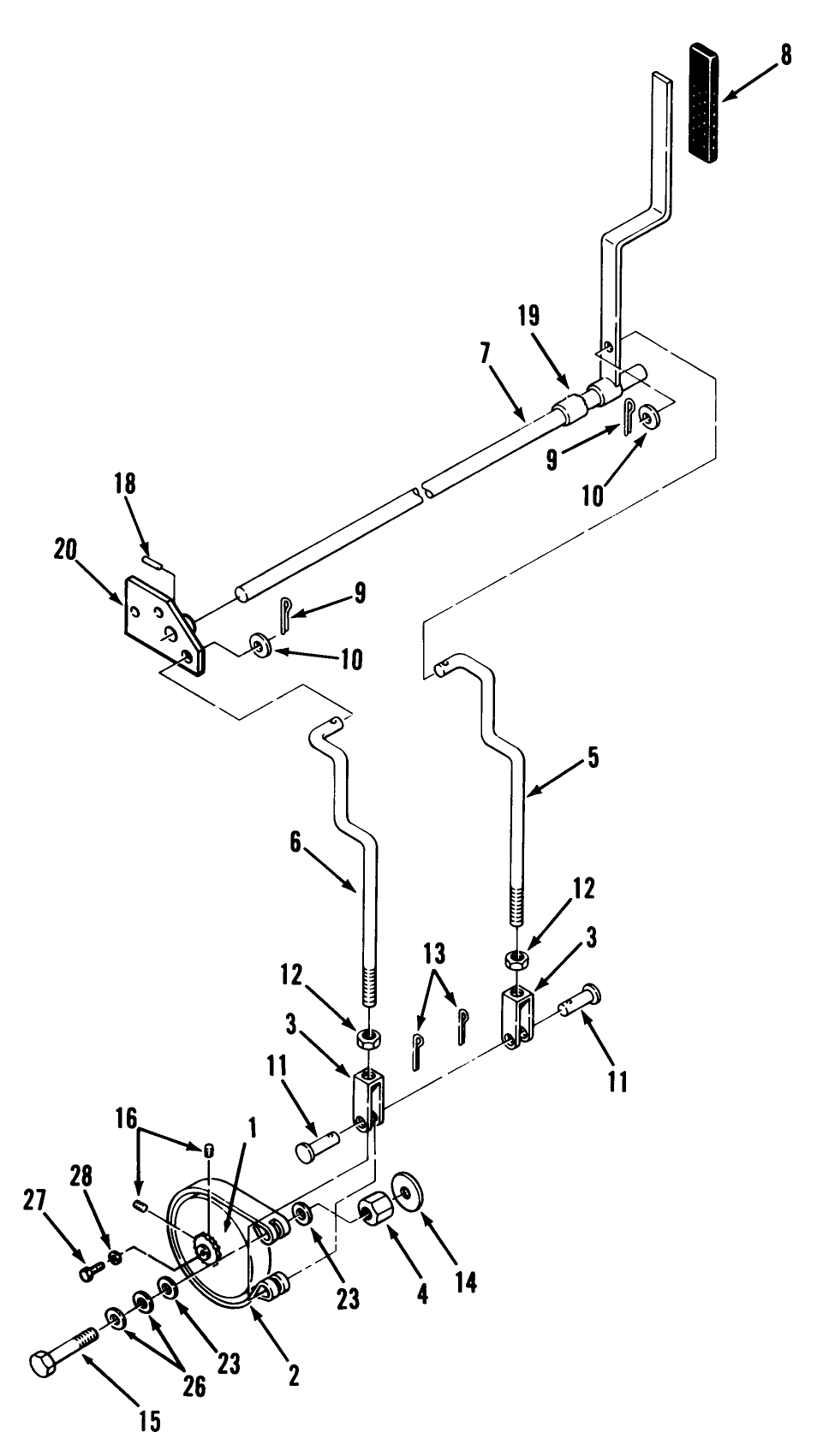Parking Brake Diagram and Parts List for  Toro Lawn Tractor