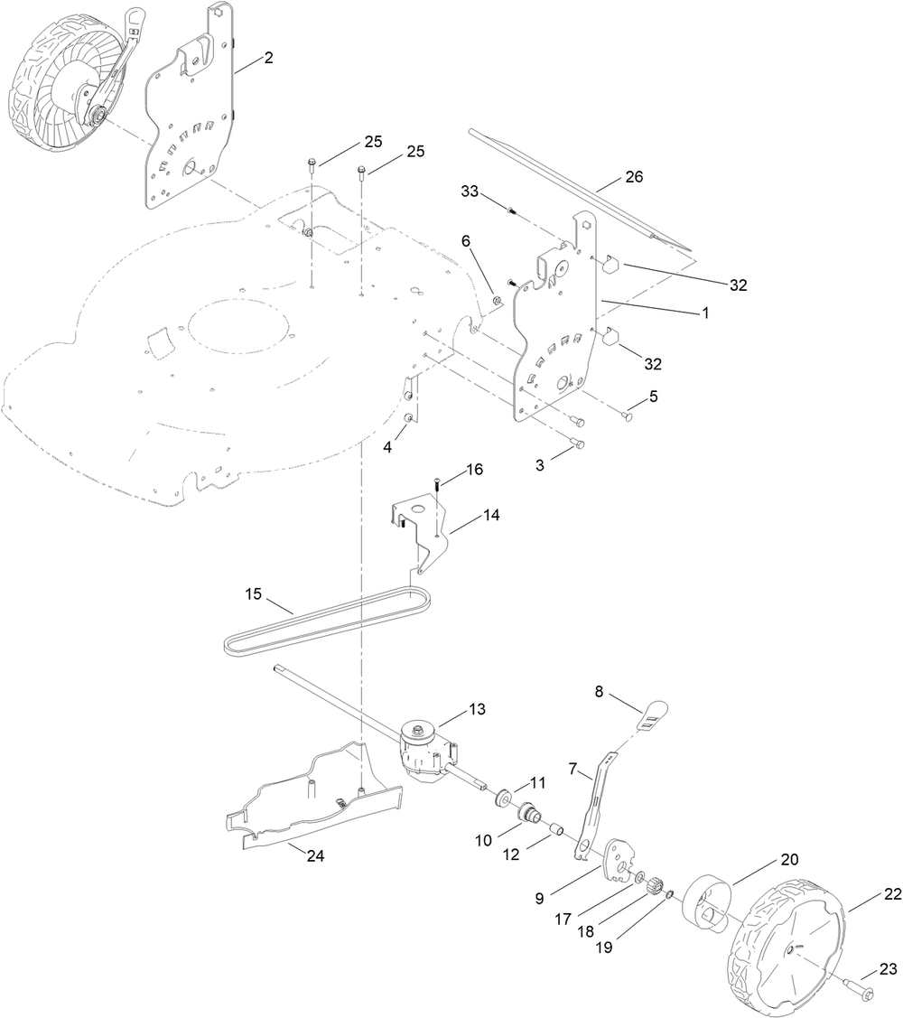 Rear Wheel And Height-Of-Cut Assembly Diagram and Parts List for 409000000 - 411852566 Toro Lawn Mower