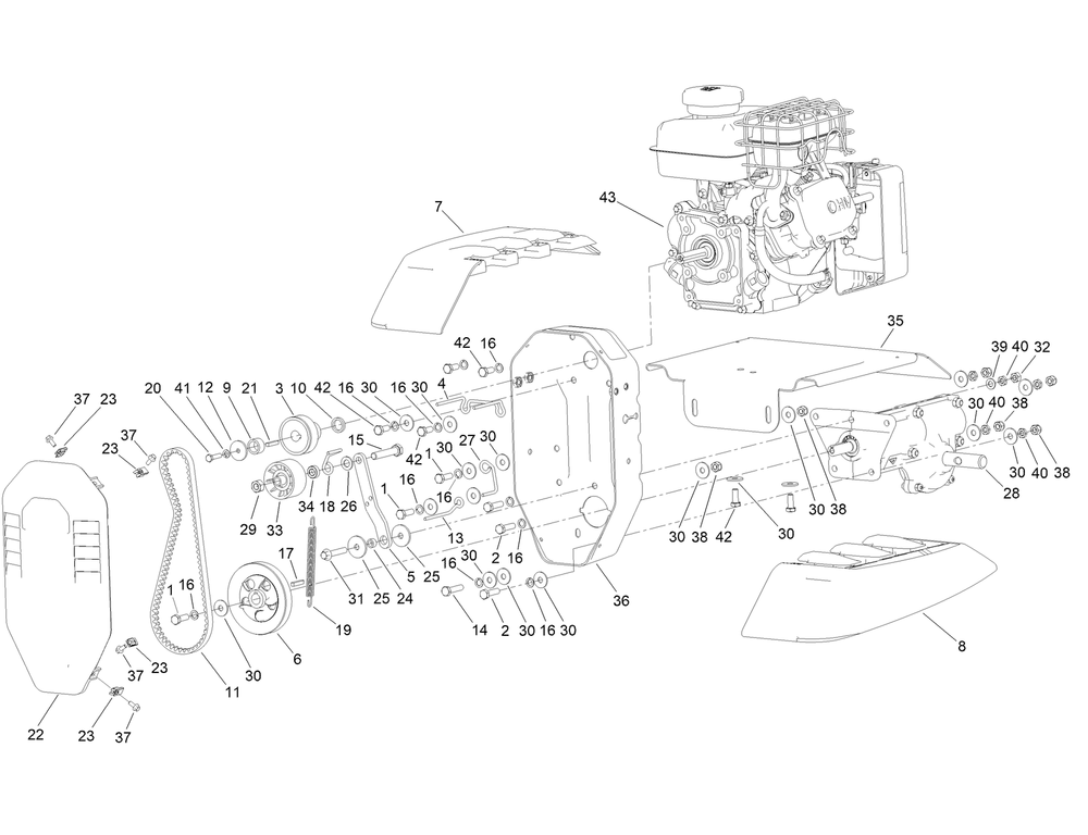 Chassis Assembly Diagram and Parts List for 322006941 - 322999999 Toro Tiller
