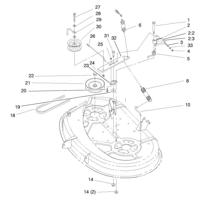 Pulley & Belt Assembly (38" Cutting Unit) Diagram and Parts List for 7900001 - 7999999 Toro Lawn Tractor