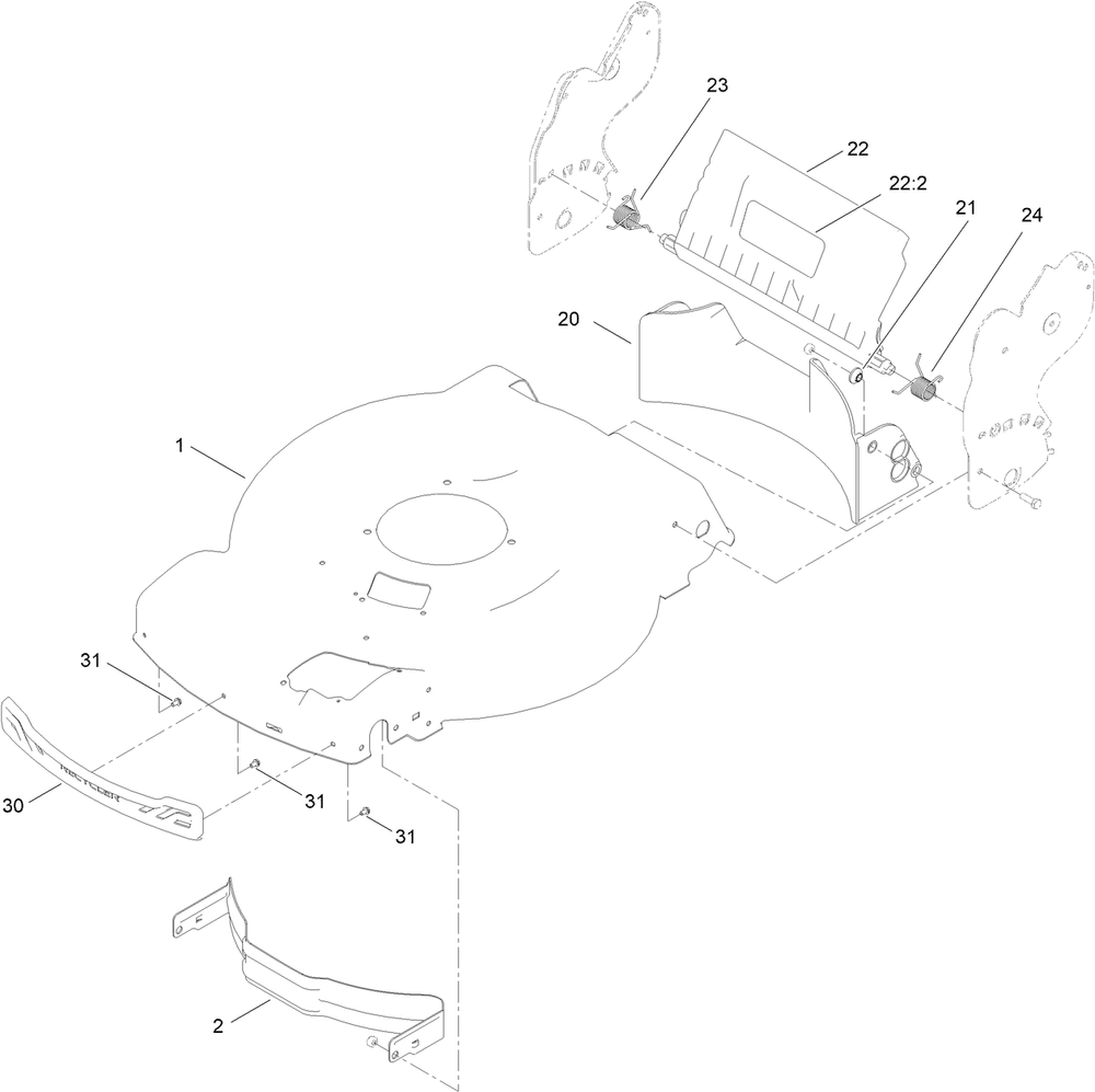 Housing Assembly Diagram and Parts List for 400000000 - 411820184 Toro Lawn Mower